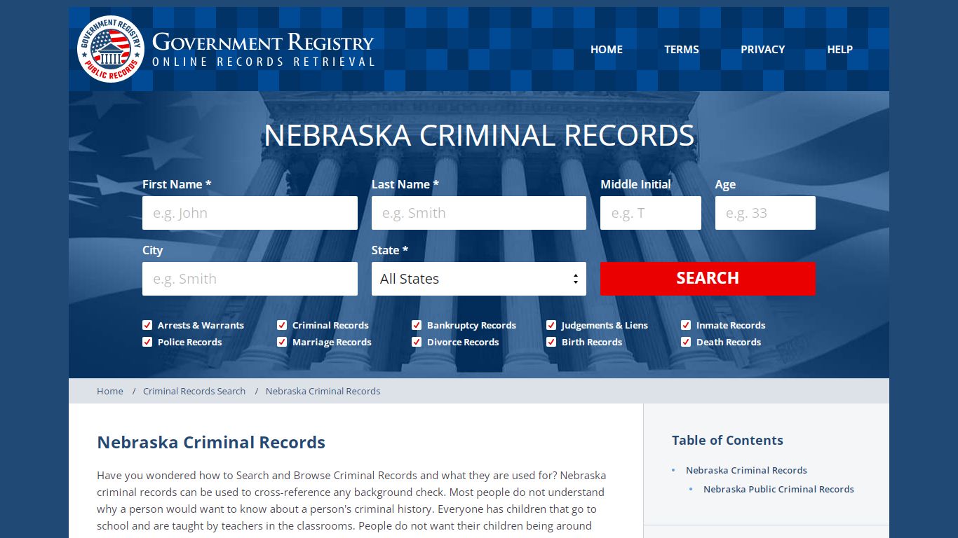 Nebraska Criminal Records | Free Nebraska Criminal Records ...